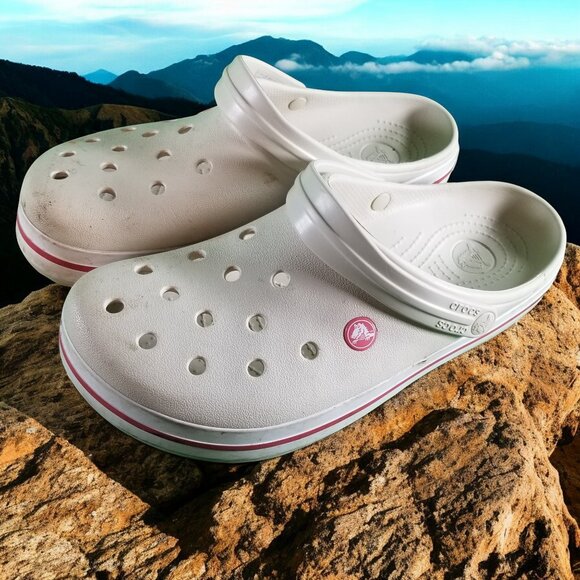 Crocs Men's 9 Women's 11 Beige Slip On Comfort Sandals Shoes 12440 - Picture 4 of 8